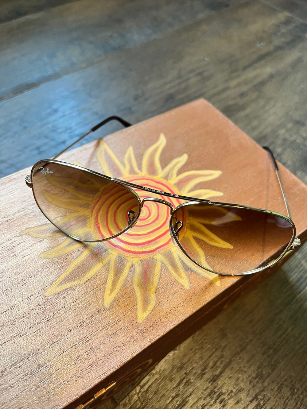 Ray-Ban Aviator Sunglasses in Brown and Gold - Picture 5 of 7
